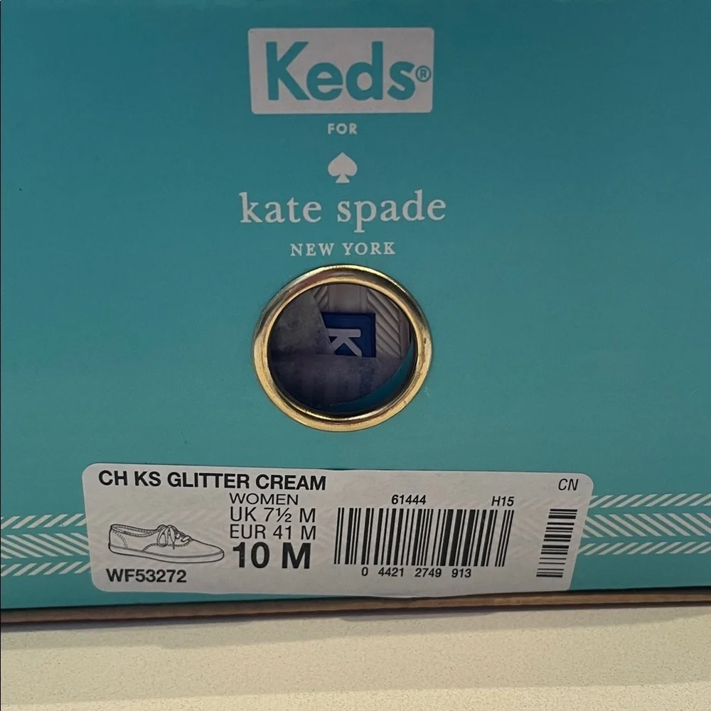 🆕 Keds & Kate Spade New York Champion Glitter Sneakers, Bridal, Cream, Size 10